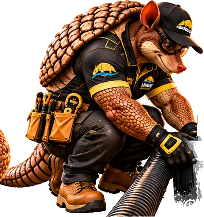 Armadillo crew member beside the inspection form