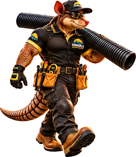 Armadillo crew member beside the inspection form